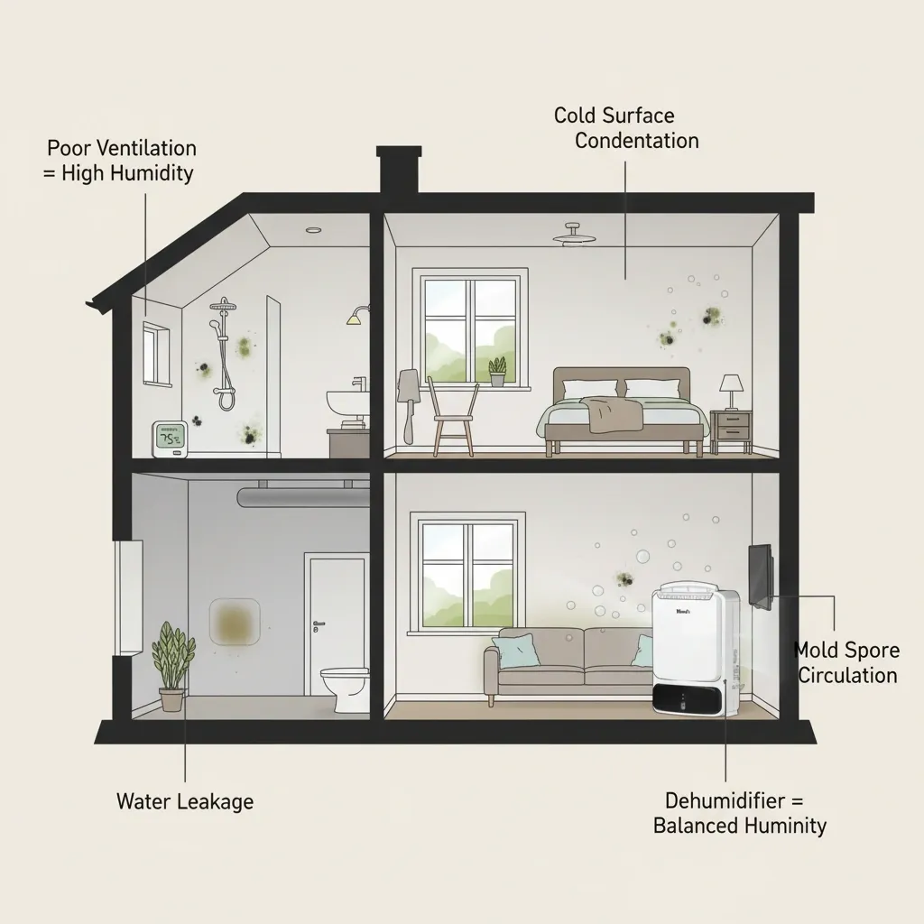 Schimmel en luchtvochtigheid in huis uitgelegd