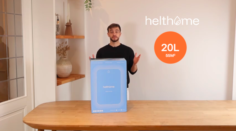 Helthome Smart Air luchtontvochtiger met HEPA-filter in de slaapkamer